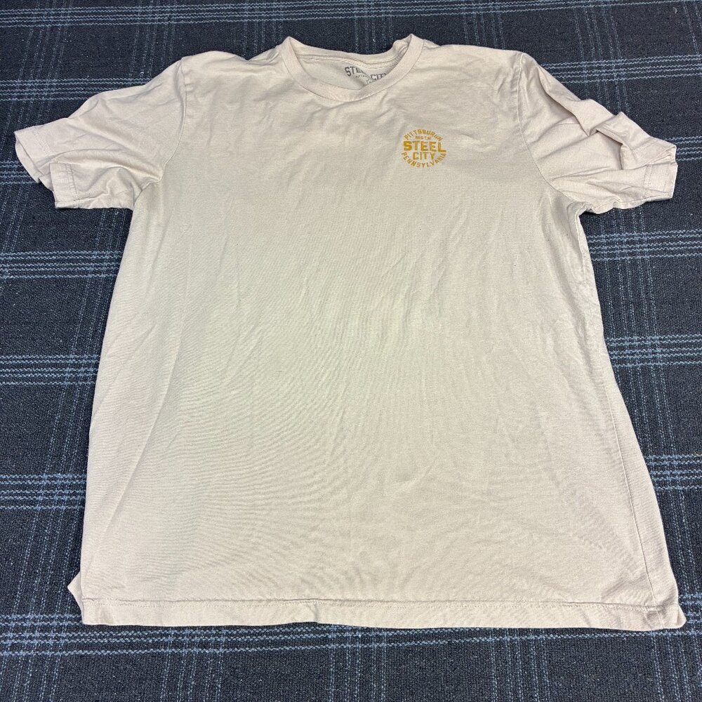 Steel City Shirt Pittsburgh Pennsylvania Tan Milky White Short Sleeve Mens XL